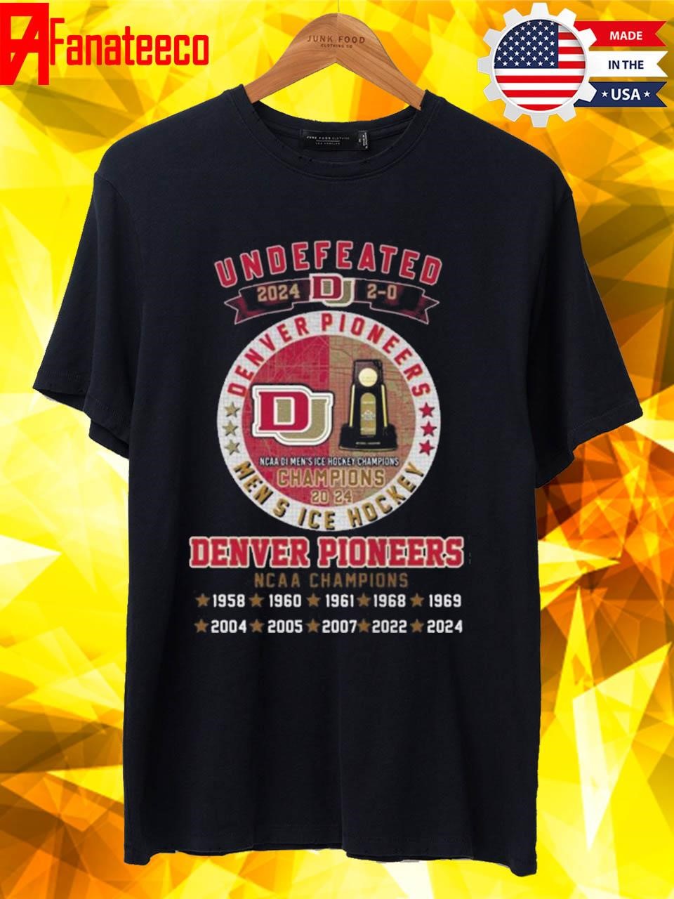 Denver Pioneers 2024 NCAA Men’s Ice Hockey Champions Undefeated 2-0 shirt