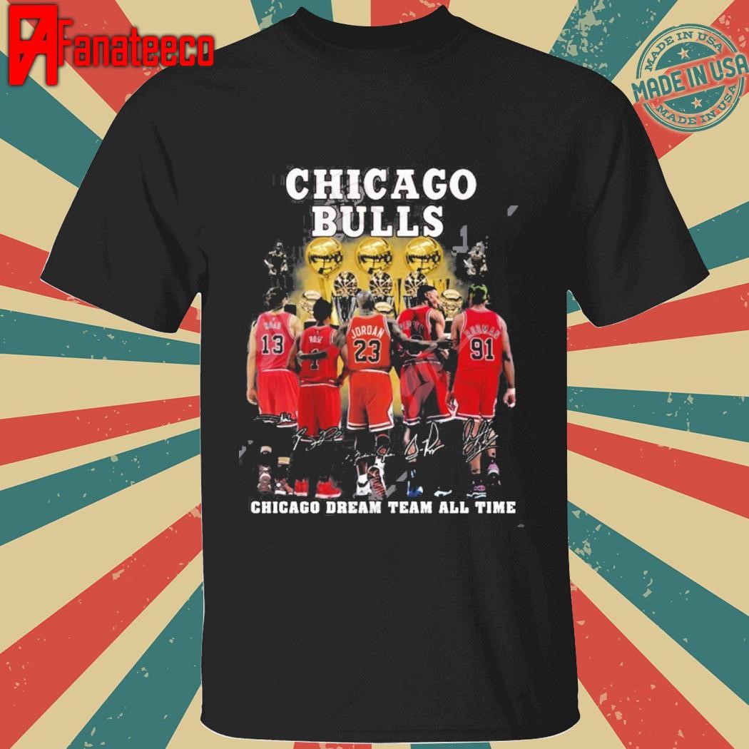 Chicago Bulls Chicago Dream Team All Time signature T-Shirt