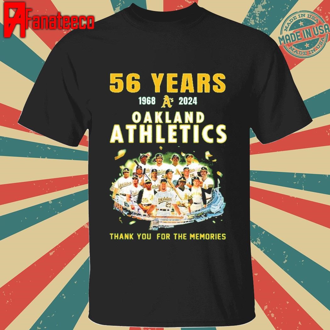 Official 56 Years 1968-2024 Oakland Athletics Thank You For The Memories Shirt