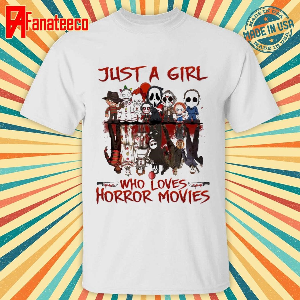 Just A Girl Who Loves Horror Movies Halloween Characters Halloween 2024 shirt