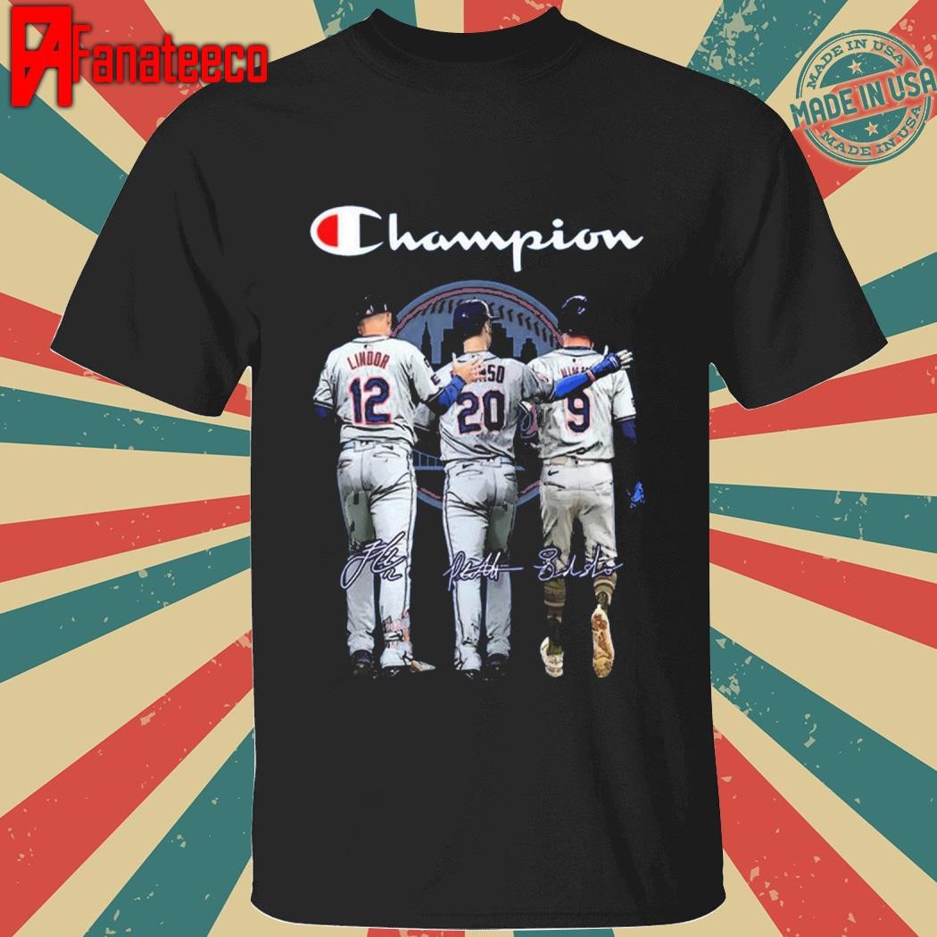 New York Mets Champion Francisco Lindor Brandon Nimmo Pete Alonso signature T-Shirt hoodie