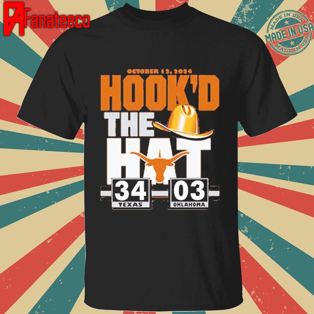 Nice Official Texas Longhorns Red River Rivalry Hook'd The Hat Win 34 - 3 Final Score Shirt hoodie