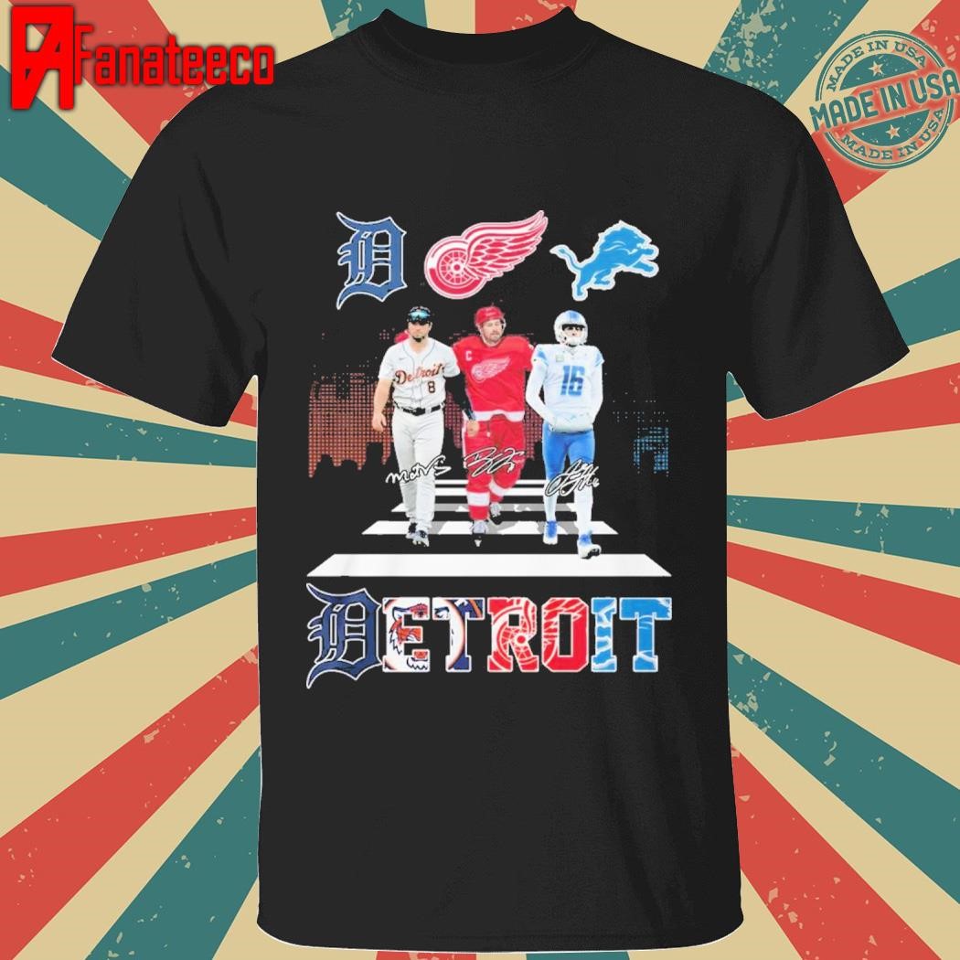 Official Detroit Tigers Matt Vierling Detroit Lions Jared Goff Red Wings Dylan Larkin T-Shirt