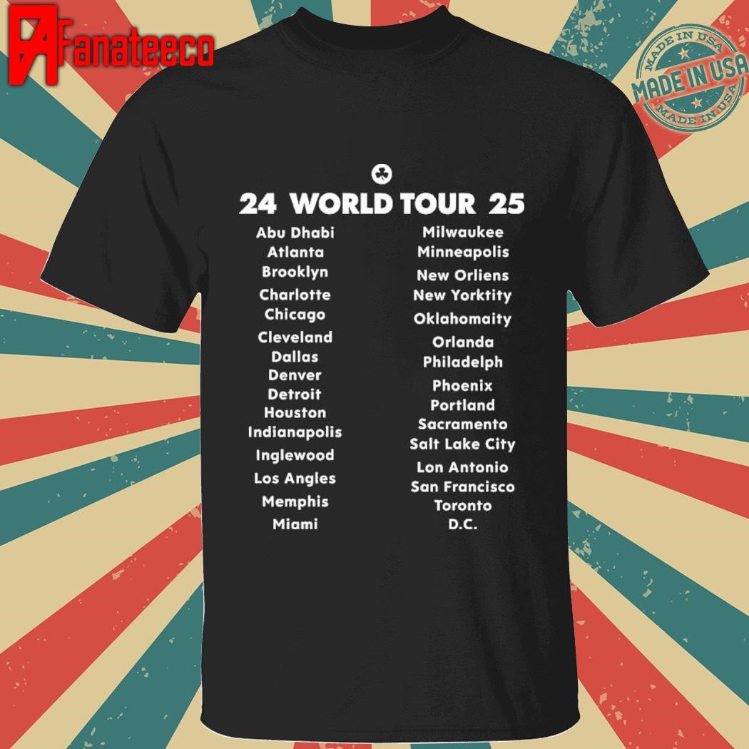 Official Joe Mazzulla wearing Boston Celtics World Tour 2024-25 T-Shirt