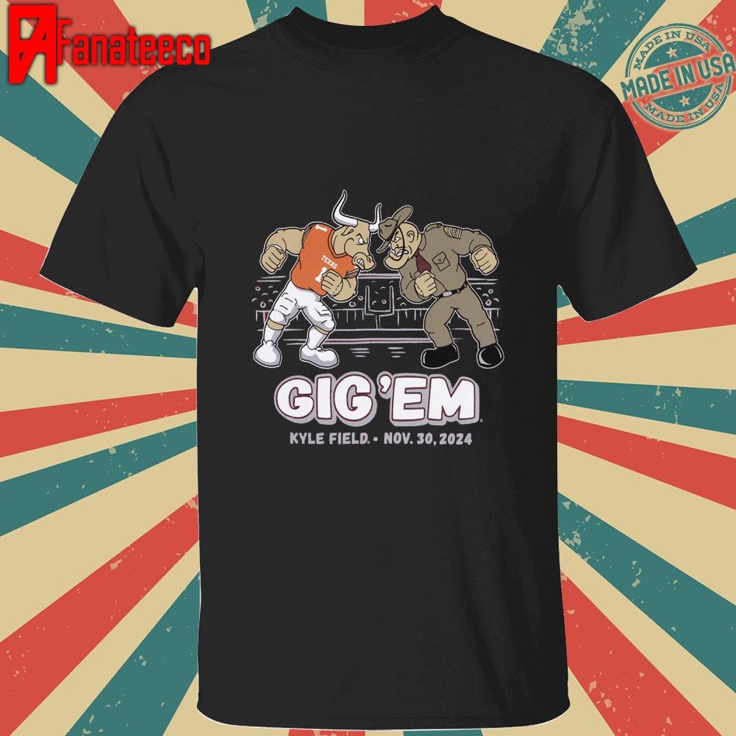 Official Texas a&m aggies vs Texas longhorns gig ‘em ol' sarge head to head kyle field shirt