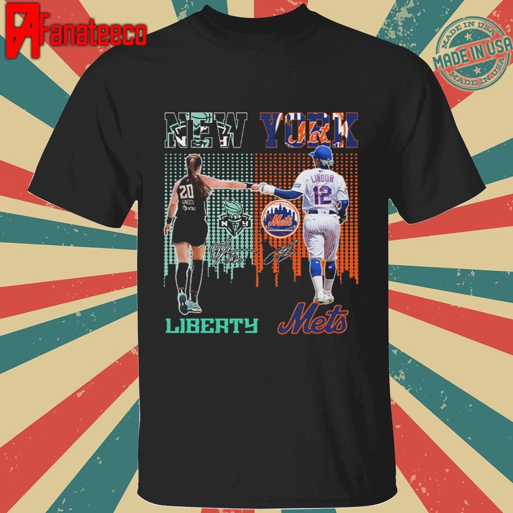 Original Sabrina Ionescu Liberty Francisco Lindor Mets signatures Shirt