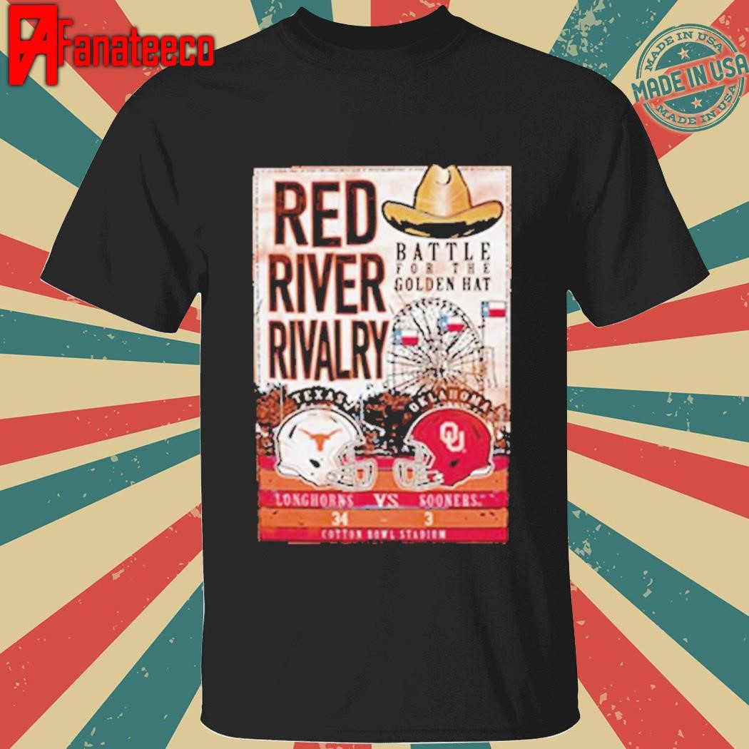 Premium Design Texas Longhorns vs Sooners 2024 Red River Rivalry Score 34 3 Shirt