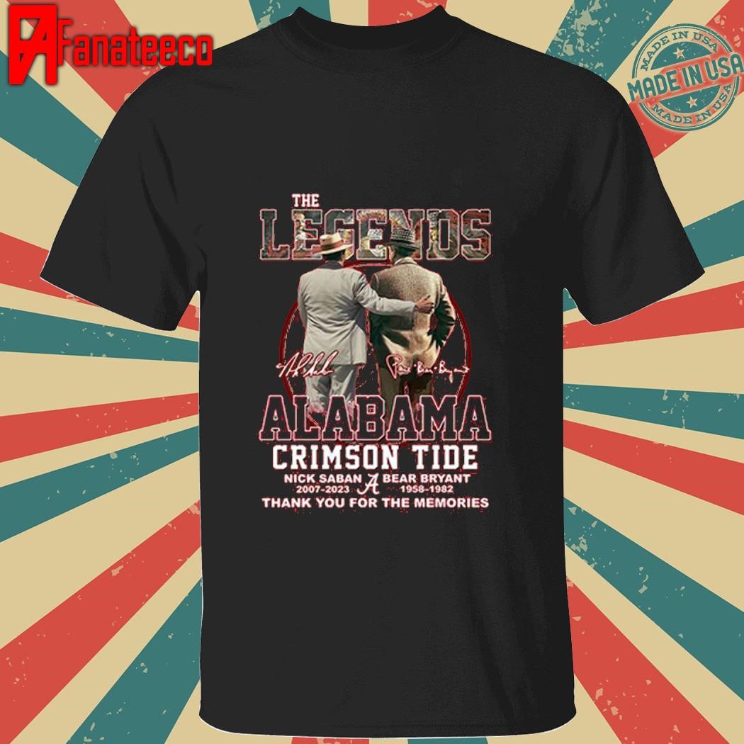 Premium The Legends Alabama Nick Saban And Bear Bryant Thank You For The Memories Shirt