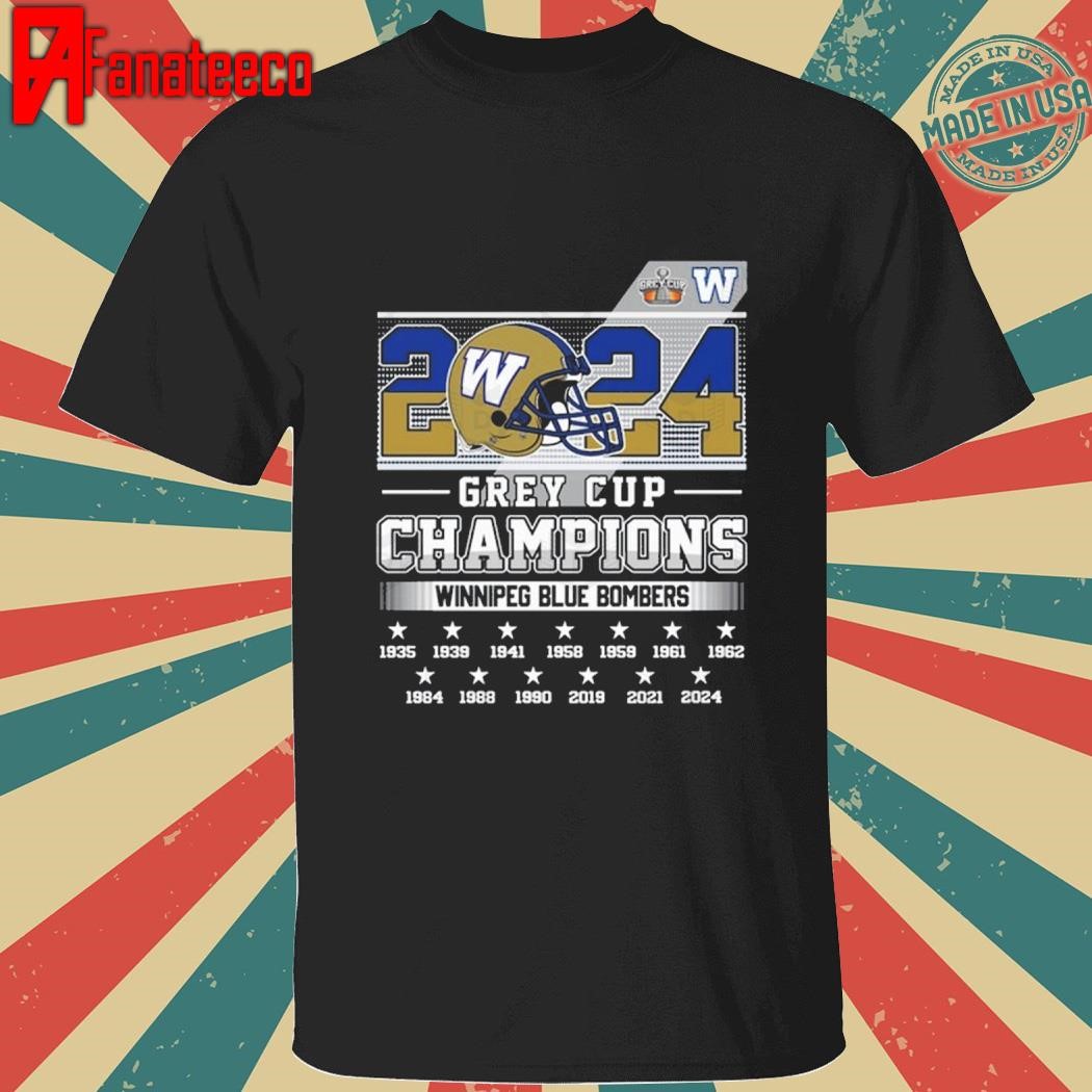 2024 Grey Cup Champions Winnipeg Blue Bombers shirt