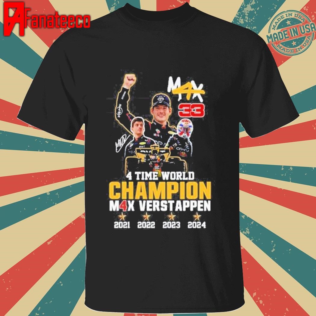 4 Time World Champion 2024 Max Verstappen Car Number 33 shirt