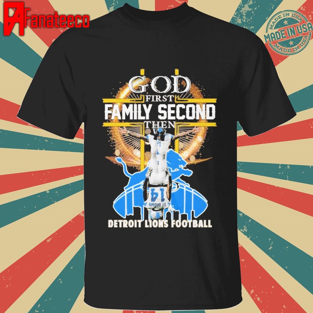 Amon-ra St. Brown x God First Family Second Then Detroit Lions Football shirt