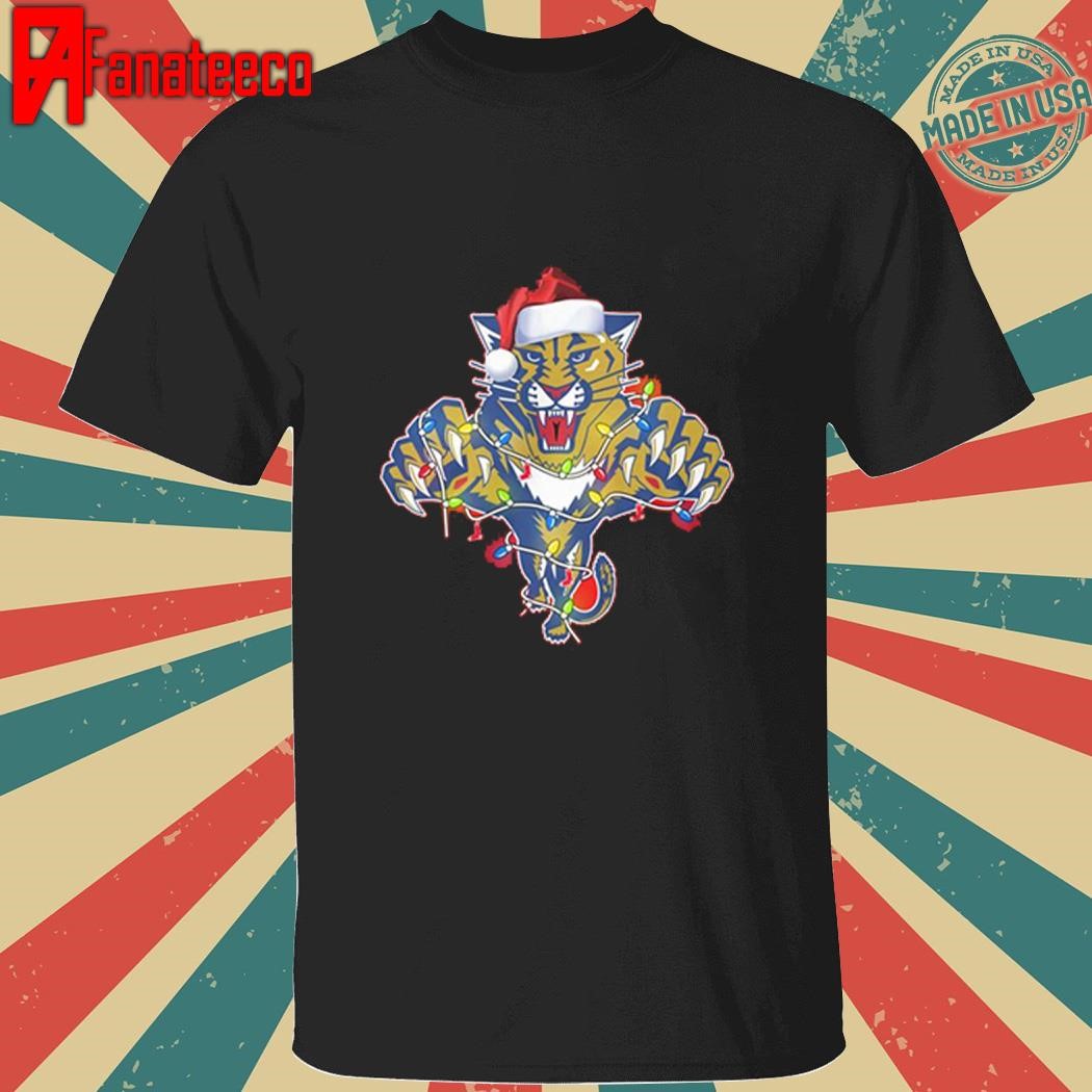 Awesome Florida Panthers Christmas light santa shirt