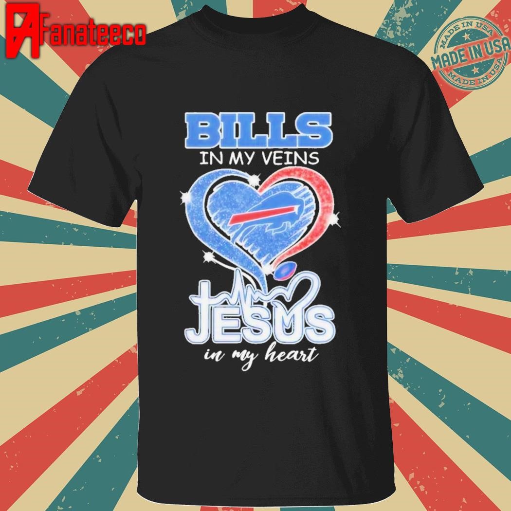 Buffalo Bills Runs in My Veins Jesus My Heart Shirt