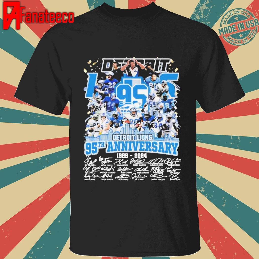 Detroit Lions 95th Anniversary 1929-2024 Thank You Fan T-Shirt