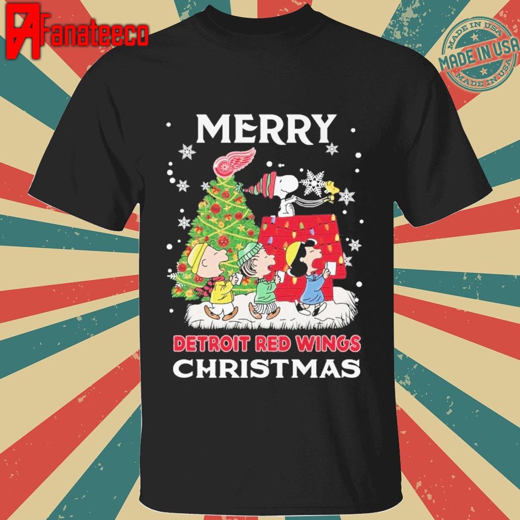 Detroit Red Wings Merry Snoopy Peanuts Christmas T-Shirt