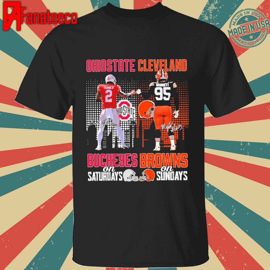 Funny Egbuka Garrett Buckeyes On Saturday Browns On Sundays Shirt