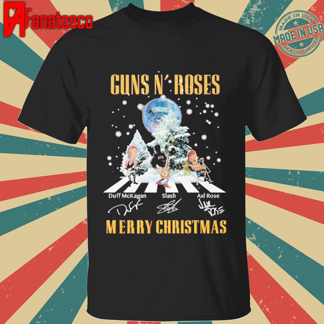 Guns N’ Roses Merry Christmas Abbey road signatures shirt