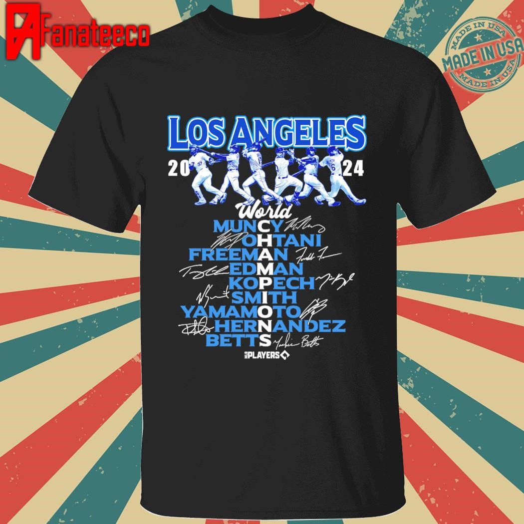 Los Angeles Dodgers 2024 World Series Champions Muncy Ohtani Freeman Edman Kopech Smith Yamamoto Hernandez Betts Player signatures Shirt