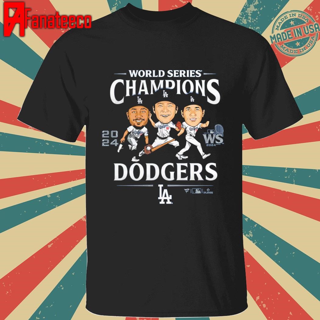 Los angeles dodgers men's 2024 world series champions appeal play caricature shirt