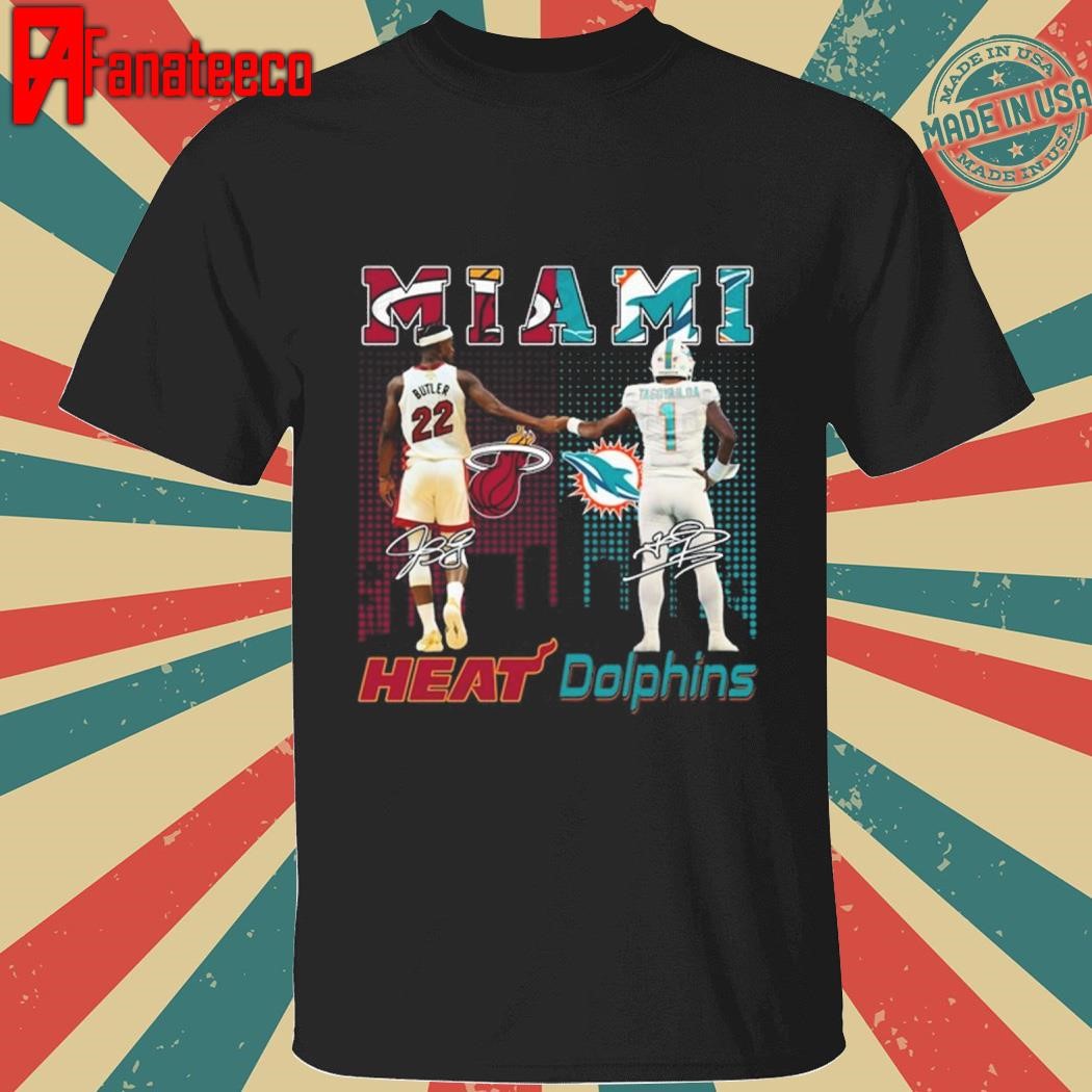 Miami heat x miami dolphins signatures shirt