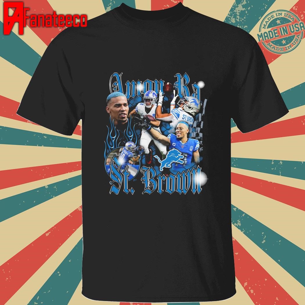 Official Amon-ra st. brown black detroit lions notorious player T-shirt