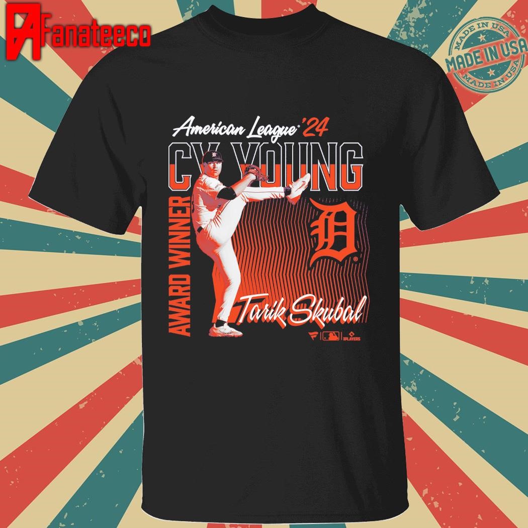 Official Detroit Tigers Tarik Skubal Navy 2024 American League Cy Young Award Winner T-Shirt