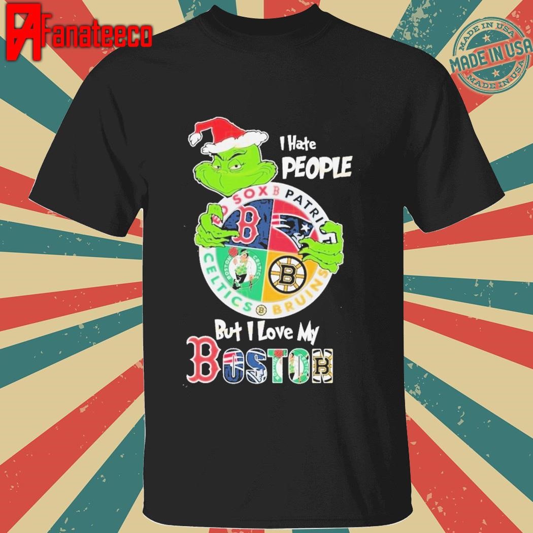 Official The Grinch I Hate People But I Love My Boston Team Sport shirt