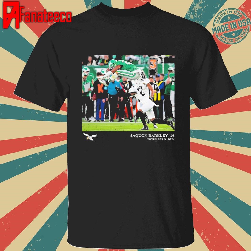 Saquon Barkley Black Philadelphia Eagles NFL Flash Features Week 9 T-Shirt