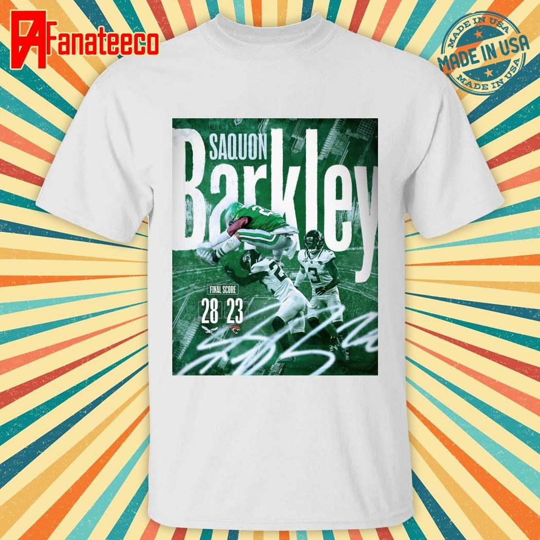 Saquon Barkley Philadelphia Eagles reverse hurdle shirt