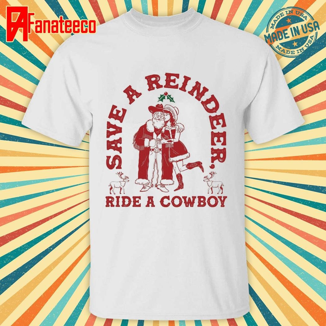 Save A Reindeer ride a cowboy Christmas sweater