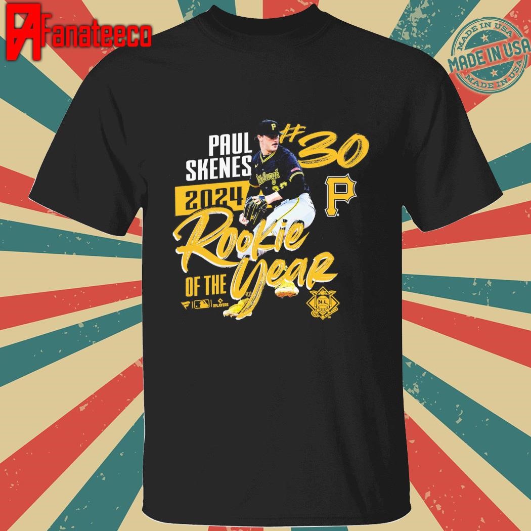 ittsburgh Pirates Paul Skenes Black 2024 National League Rookie Of The Year T-Shirt