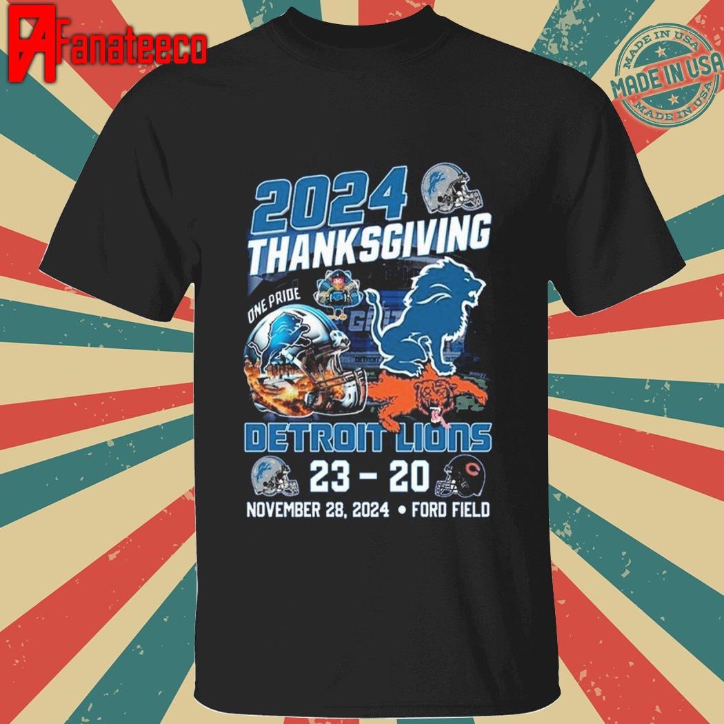 2024 Thanksgiving Detroit Lions 23 - 20 November 28 2024 ford field shirt