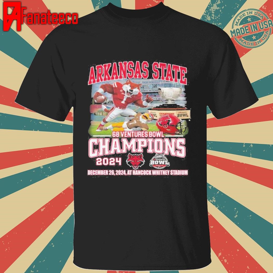 Arkansas State Red Wolves 68 Ventures Bowl Champions 2024 T-Shirt