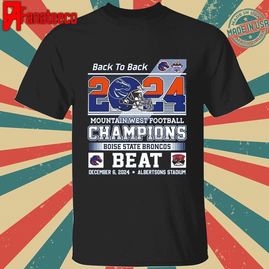 Boise State Broncos 2024 Mountain West Football Champions Back2Back T-Shirt