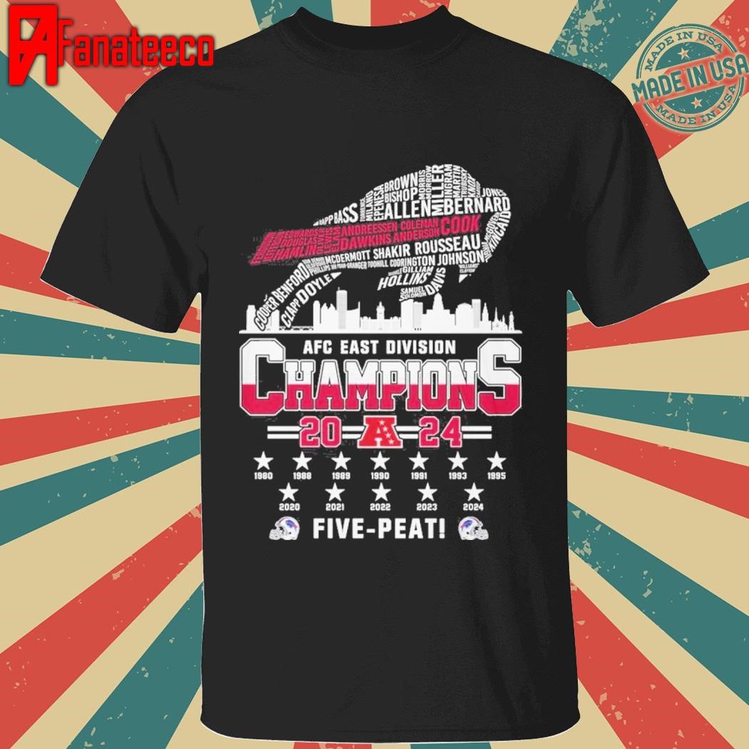 Buffalo Bills Five-Peat AFC East Division Champions 2024 T-Shirt