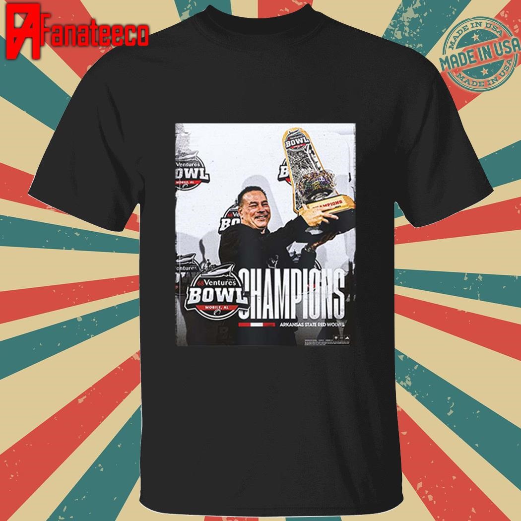 Coach Butch Jones 2024 68 Ventures Bowl Champions Arkansas State Red Wolves NCAA Division First Bowl Win Since 2019 shirt