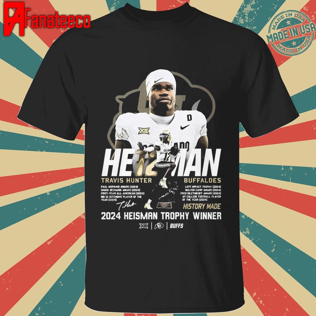 Colorado Buffaloes x Travis Hunter 2024 Heisman Trophy Winner T-Shirt