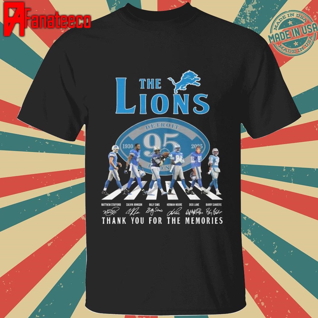 Detroit Lions – The Lions 95Year 1930-2025 Signature Thank You For The Memories T-Shirt