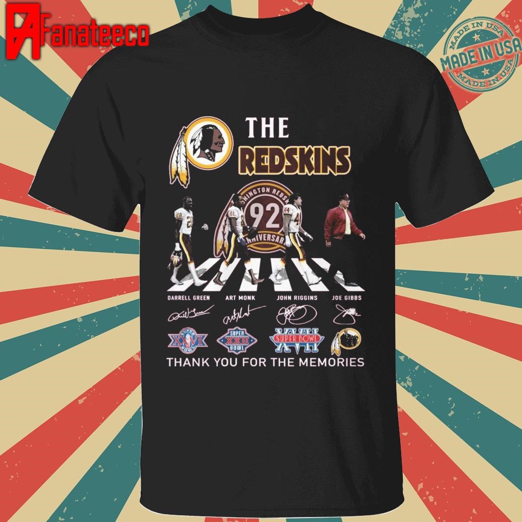 Funny The Washington Redskins 92 Years Anniversary Thank You For The Memories T-Shirt