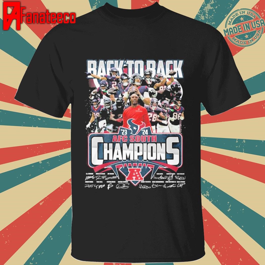 Houston Texans Back To Back 2023-2024 AFC South Champions T-Shirt