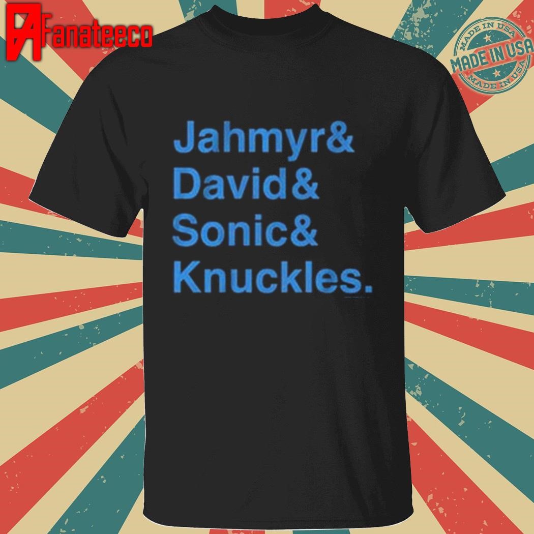 Jahymr gibbs & david montgomery sonic & knuckles ampersand shirt