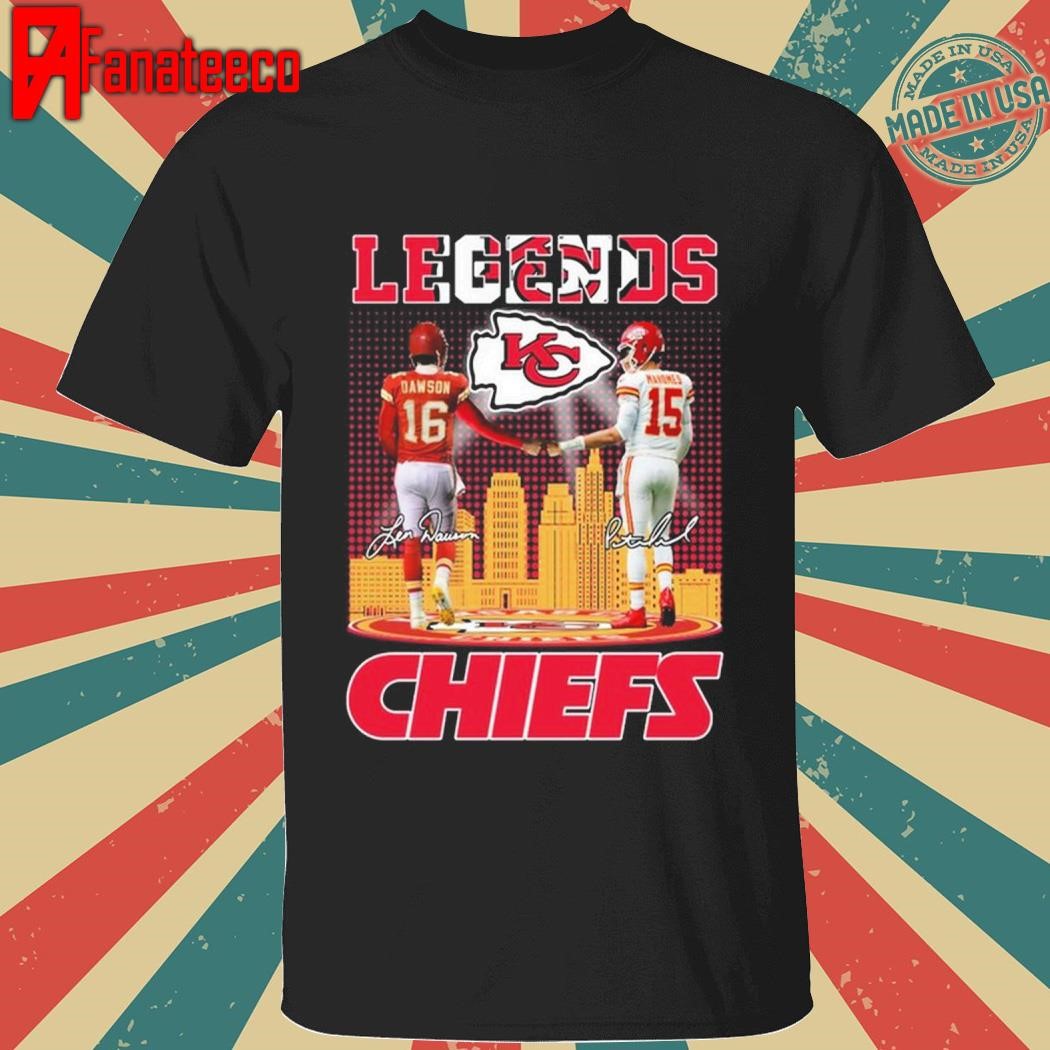 Kansas City Chiefs Legends Dawson And Mahomes signatures 2025 Shirt