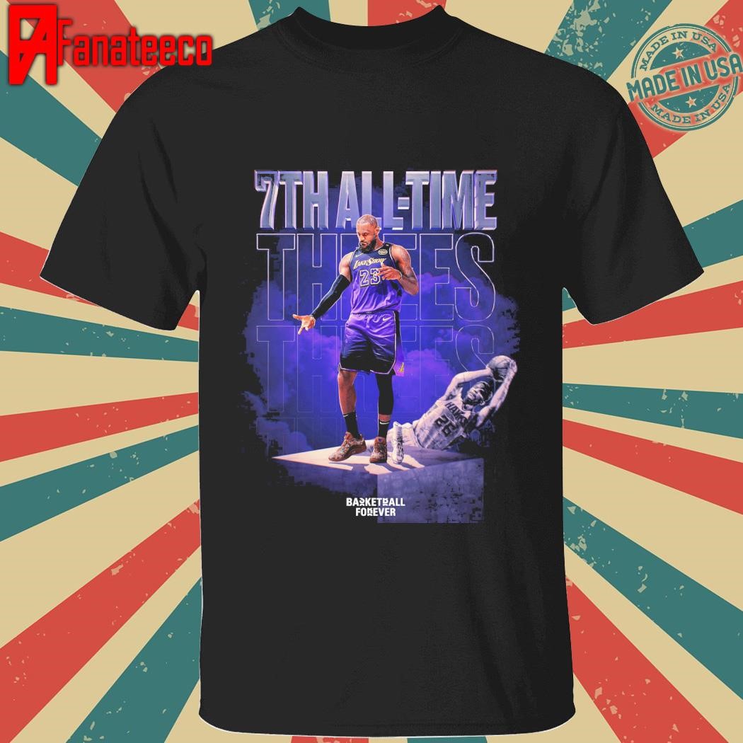 Lebron james breaks the drought and hits a three to surpass kyle korver for 7th all-time in made threes shirt