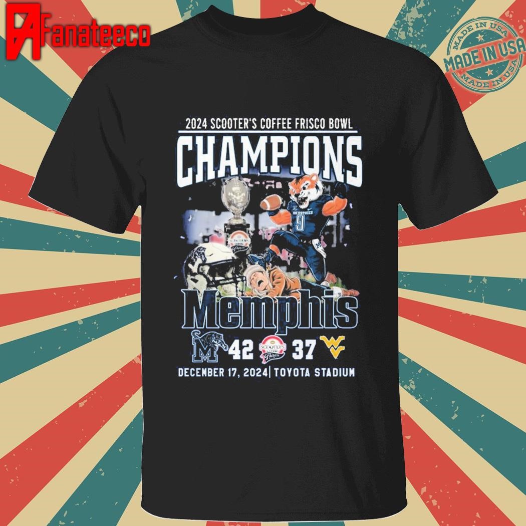 Memphis Tigers 2024 Scooter Coffee Frisco Bowl Champions 42 37 shirt