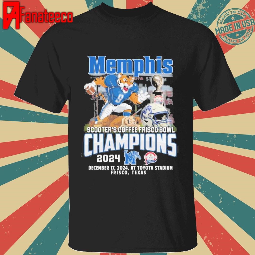 Memphis Tigers Scooter’s Coffee Frisco Bowl 2024 Champs T-Shirt