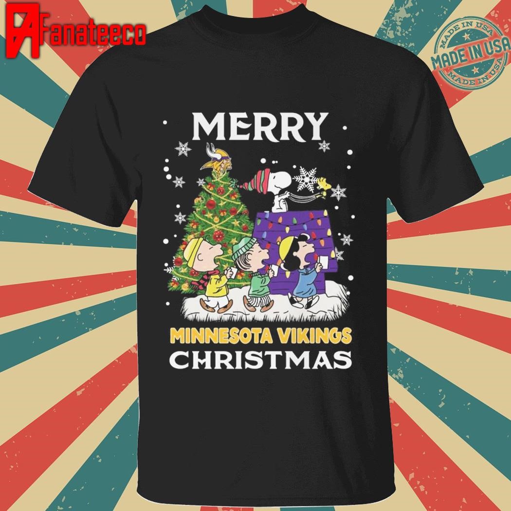 Minnesota Vikings Christmas Merry Time 2024 With Snoopy Team T-Shirt