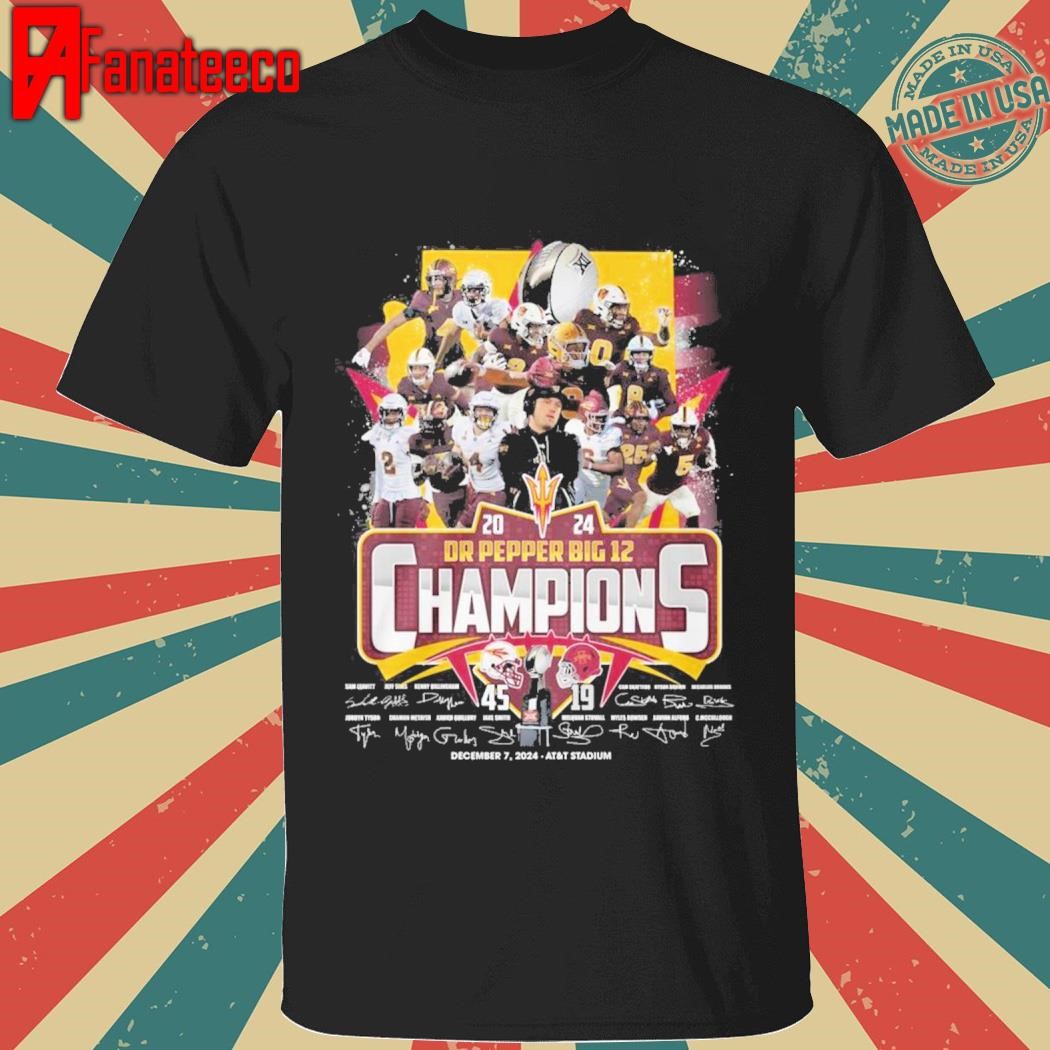 NCAA Arizona State Sun Devils 2024 Dr Pepper Big 12 Champions signatures shirt