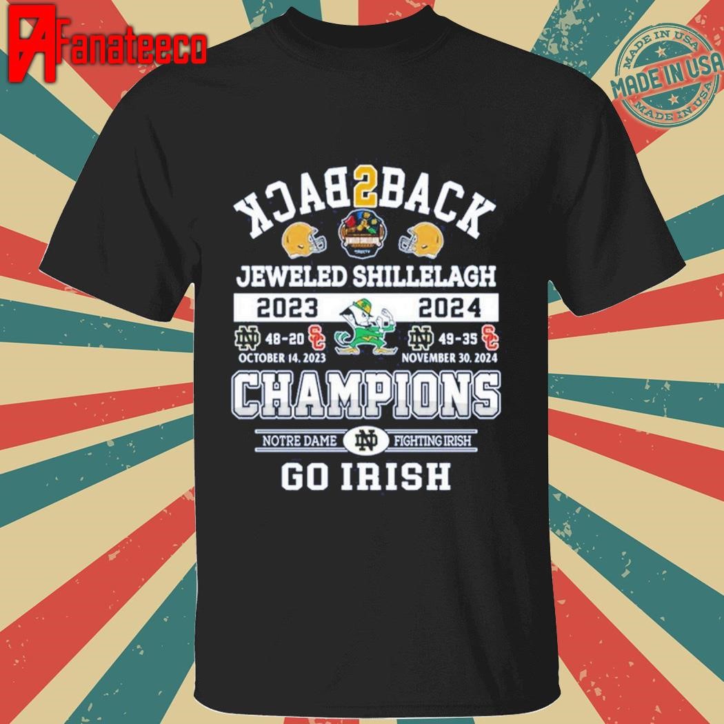 Notre Dame Fighting Irish Jeweled Shillelagh Back2back Champions T-Shirt