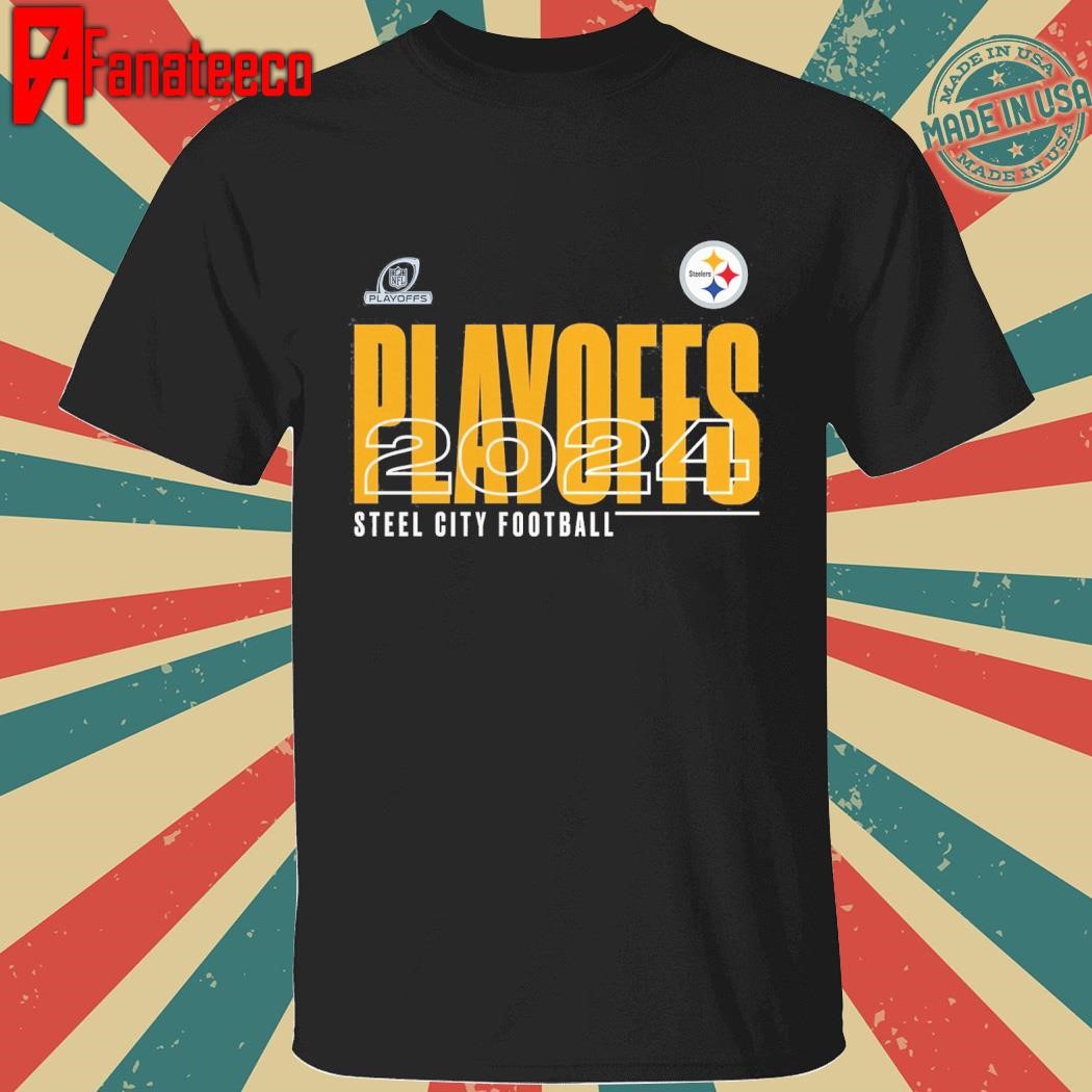 Official Pittsburgh Steelers 2024 NFL Playoffs Steel City Football T-Shirt