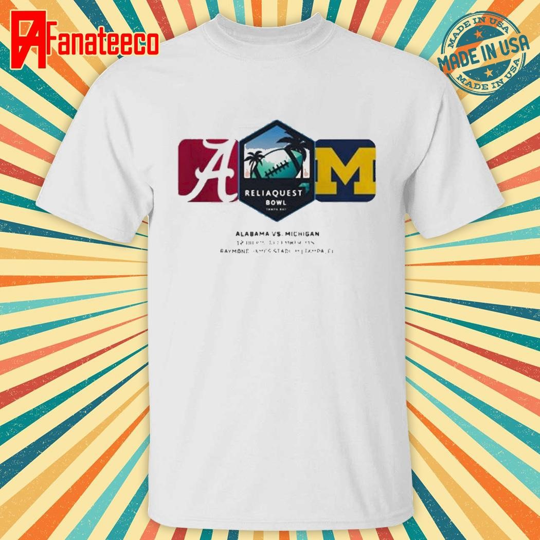 ReliaQuest Bowl Alabama Crimson Tide Vs Michigan Wolverines Matchup At Raymond James Stadium In Tampa FL On December 31st 2024 NCAA Unisex T-Shirt